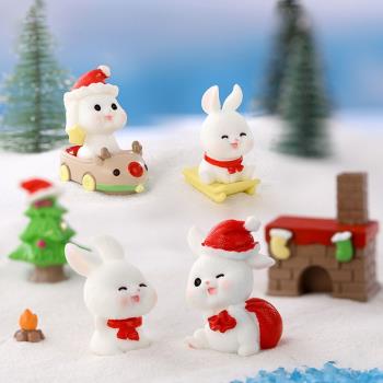 特價圣誕節擺件樹脂兔子可愛微景觀圣誕房子麋鹿車篝火雪橇圣誕樹