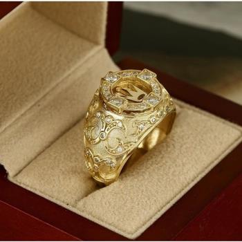 皇冠戒指復古圣誕節禮物18k黃金
