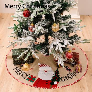 圣誕節樹裙裝飾雪人老人麻布刺繡樹圍裙加大圣誕樹圣誕樹下裝飾品