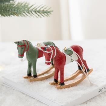 美式復古圣誕節裝飾品圣誕樹脂小掛件麋鹿木馬掛件圣誕樹裝飾掛件