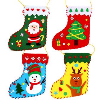 圣誕襪diy襪子禮物袋兒童手工制作材料包不織布幼兒園圣誕節裝飾
