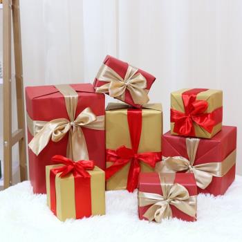 圣誕節裝飾圣誕樹下堆頭禮盒圣誕場景櫥窗布置道具成品禮盒七件套