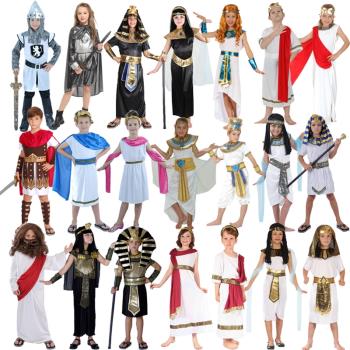 圣誕節兒童男COS希臘羅馬武士披風 古埃及女童公主王子衣服裝扮
