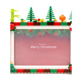 拼憶 圣誕款兒童積木相框擺臺圣誕節手工活動禮品DIY個性紅色相冊