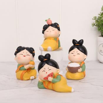 創意唐仕女系列宮廷風擺件古風可愛娃娃中國風桌面裝飾兒童節禮物