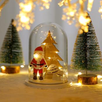 圣誕節裝飾品發光燈罩圣誕老人圣誕禮物禮品桌面擺件場景布置