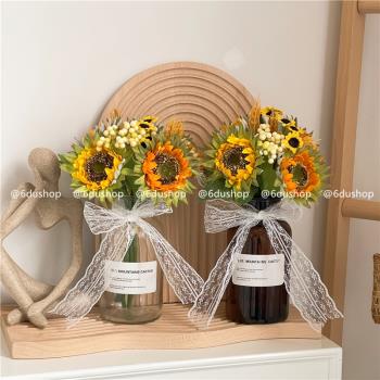 韓風ins裝飾花向日葵花束仿真麥穗太陽花桌面花瓶擺件少女心禮物