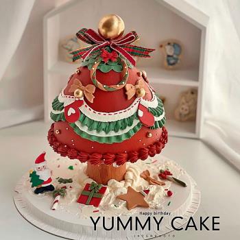 圣誕節圣誕樹蛋糕裝飾打樁支架許愿樹墊片生日蛋糕插件烘焙工具