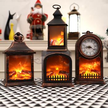 圣誕節復古年代感氣氛裝飾仿真火焰燈壁爐仿真火焰燈家居裝飾擺件