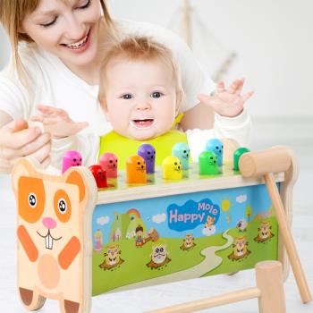 幼兒童益智打地鼠玩具男孩寶寶1-3歲木制早教雙人敲打圣誕節禮物