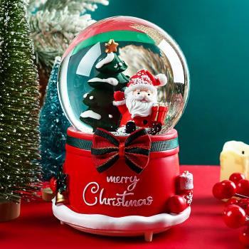 圣誕老人水晶球音樂盒旋轉飄雪帶燈雪人八音盒兒童學生圣誕節禮物