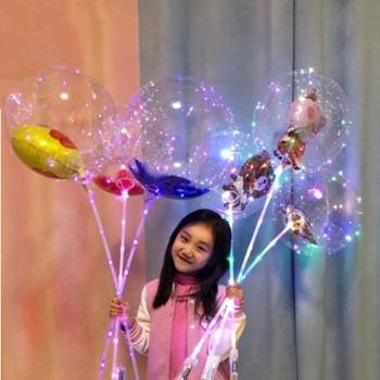 圣誕卡通波波球透明氣球LED發光帶桿充空氣手持網紅氣魅力神球