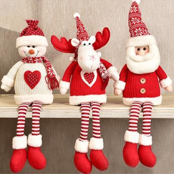 圣誕節創意圣誕老人公仔布藝雪人玩偶小禮品商場櫥窗麋鹿裝飾用品