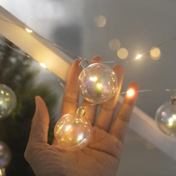 圣誕節櫥窗裝飾 七彩泡泡塑料圣誕球造型節日燈 圣誕樹掛件彩燈串