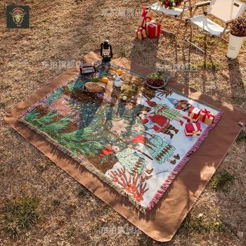 采薇家 戶外露營毯旅行野營圣誕節氛圍感裝飾野餐墊加厚防潮墊