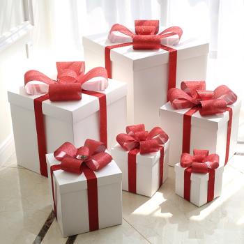 圣誕節裝飾用品白色禮包禮盒禮物盒商場櫥窗美陳布置道具擺件裝扮