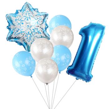 冰雪主題生日派對氣球 12寸雪花乳膠氣球圣誕節場景裝飾布置用品