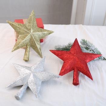 圣誕紅銀金粉五角星掛件圣誕節五角星裝飾品圣誕樹小掛件星星配件