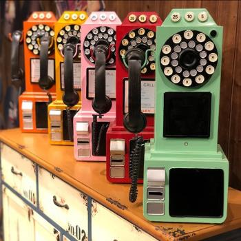 美式復古老式電話機模型壁掛墻上裝飾網紅奶茶店酒吧餐廳墻面掛件