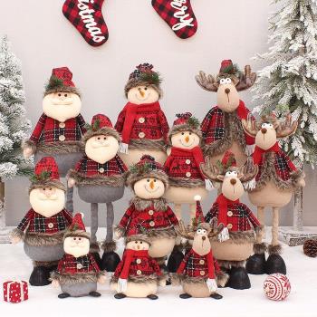 圣誕節毛絨布藝雪人老人公仔麋鹿玩偶擺件節日裝飾品商場櫥窗美陳