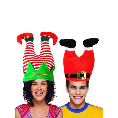 圣誕帽成人搞怪搞笑表演圣誕帽長毛絨圣誕帽紅格子圣誕活動裝飾帽