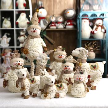 圣誕節雪人鹿羊駝公仔禮物玩偶卡通可愛蛋糕裝飾擺件情侶商場布置