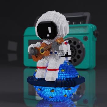 微型小顆粒積木中國拼裝太空人發光宇航員女孩系列六一圣誕節禮物