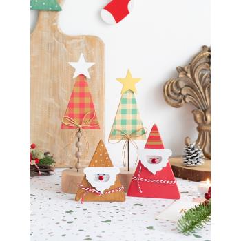 阿楹 ins圣誕雪人裝飾木質幼兒園桌面創意主題布置迷你小擺件禮物
