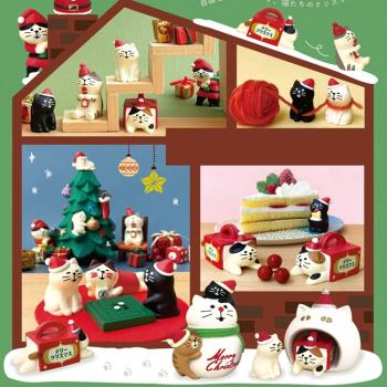 ZAKKA日式貓DIY創意潮玩雪貓屋雪人圣誕節派對禮品樹脂貓咪擺件