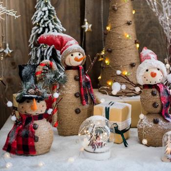 掬涵圣誕老人雪人公仔圣誕樹大型地面擺件節日氣氛裝飾品藝術風格