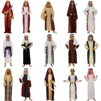 圣誕節運動會兒童男女中東阿拉伯迪拜牧羊人王子長袍演出衣服裝扮
