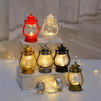 圣誕節復古小油燈 電子蠟燭燈 LED小馬燈創意裝飾擺設禮品風燈