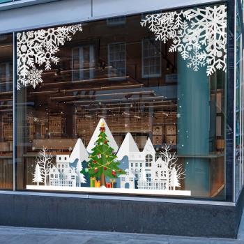 超大尺寸落地櫥窗裝飾靜電貼紙圣誕節雪花玻璃貼4S店大畫幅墻貼畫