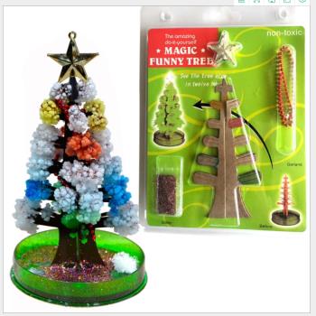 迷你魔法圣誕樹diy紙樹開花澆水結晶圣誕節裝飾品兒童玩具小禮物