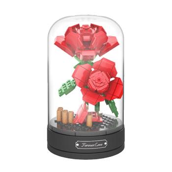 玫瑰花音樂盒永生花積木女孩子拼裝桌面浪漫精美擺件玩具女生禮物