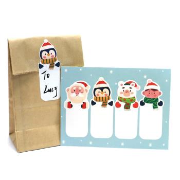 100貼/包異形長方形圣誕節貼紙禮盒封口貼可愛卡通裝飾姓名貼紙
