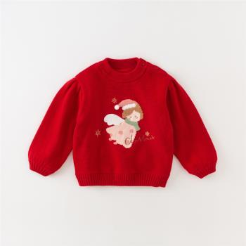 圣誕系列戴維貝拉女童紅色毛衣