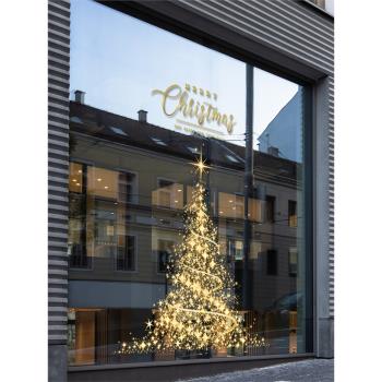 星星圣誕樹裝飾品大型櫥窗推拉玻璃門貼圣誕節玻璃幕墻裝飾靜電貼