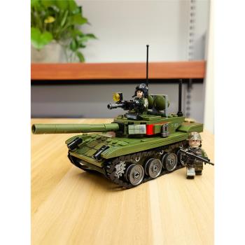 中國坦克積木男孩益智力拼裝玩具裝甲車飛機模型擺件兒童生日禮物