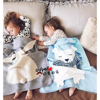 ins歐美寶寶空調被子抱毯兒童針織蓋毯嬰兒抱被照相背景毯子包巾