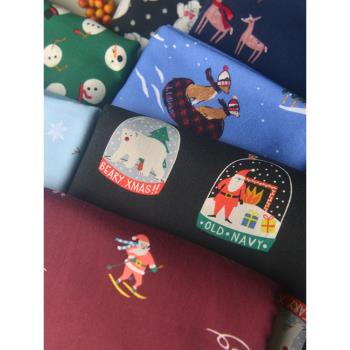 圣誕老人與鹿斜紋滌綸布 衣服裝飾桌布沙發巾抱枕套拍攝背景面料