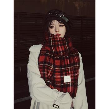 女冬季圣誕新年韓版經典格子圍巾
