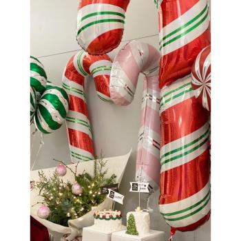 Merry Christmas 意大利進口圣誕樹糖拐氣球鐳射鋁膜球麋鹿頭雪寶
