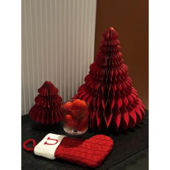 2023新款折紙紅色圣誕樹擺件高級感浪漫氛圍裝飾掛件家居室內場景