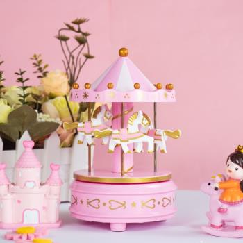 生日蛋糕裝飾八音盒 旋轉木馬 兒童生日禮品擺件烘焙情景裝飾配件