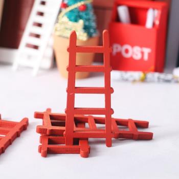 DollHouse娃娃屋BJD微縮模型OB11紅色木梯子門庭圣誕節日氣氛裝飾