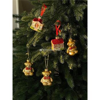 Shinymomo圣誕飾裝飾品玻璃彩繪小熊吊飾圣誕樹裝飾布置掛件