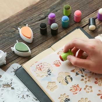 兒童手指畫顏料畫冊幼兒園點點畫彩色拓印泥指印寶寶涂鴉工具套裝