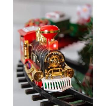 仿真蒸汽復古軌道懸掛火車模型電動兒童圣誕樹裝飾音效節日禮物