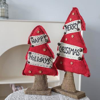 北歐ins桌面圣誕樹擺件圣誕手工麻布裝飾花環球串圣誕裝飾品